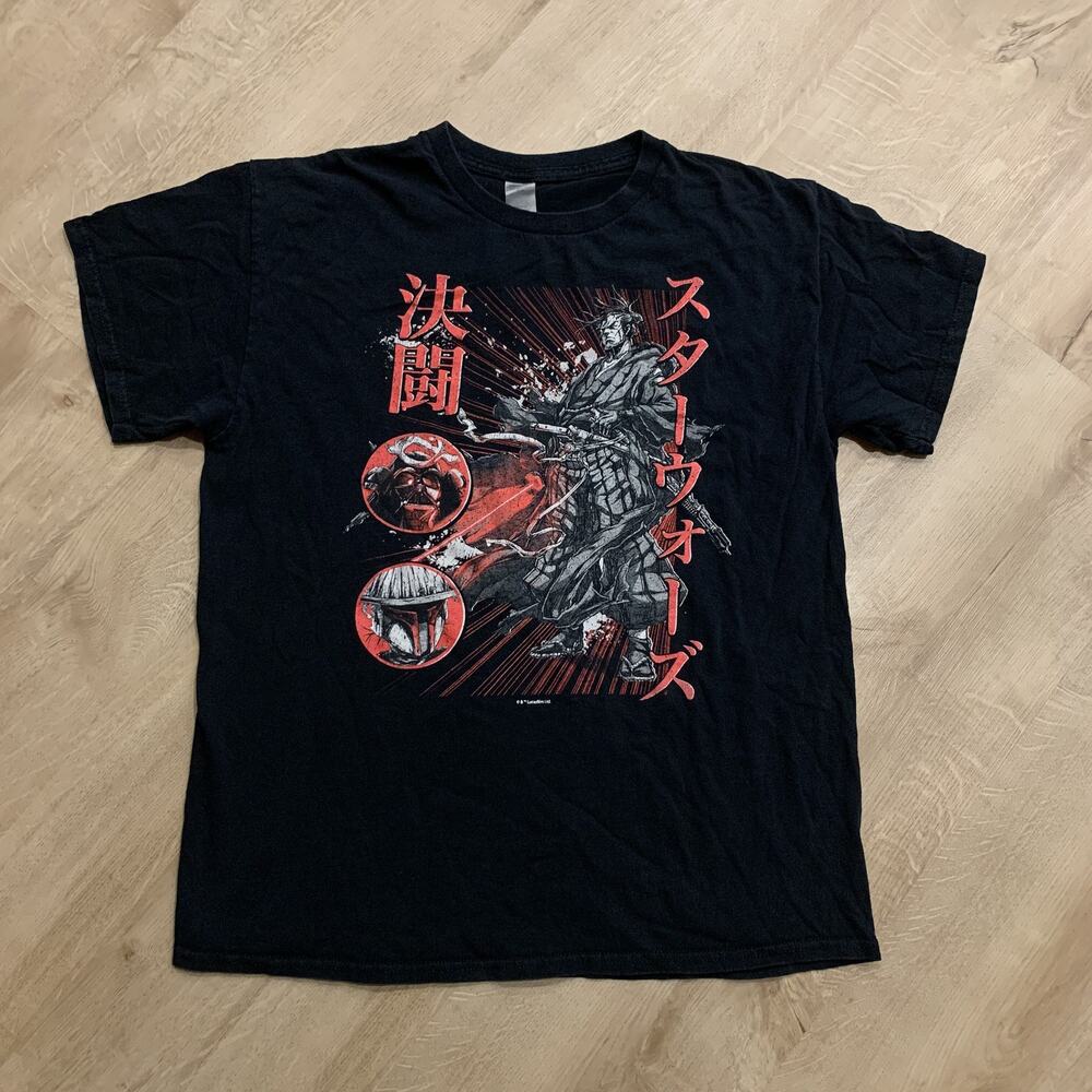 Star Wars Visions Samurai Anime Unisex T-Shirt Men's Large L Black Tee Vader